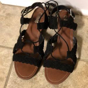 Black Lace Up Size 8 Carlos Santana Sandals